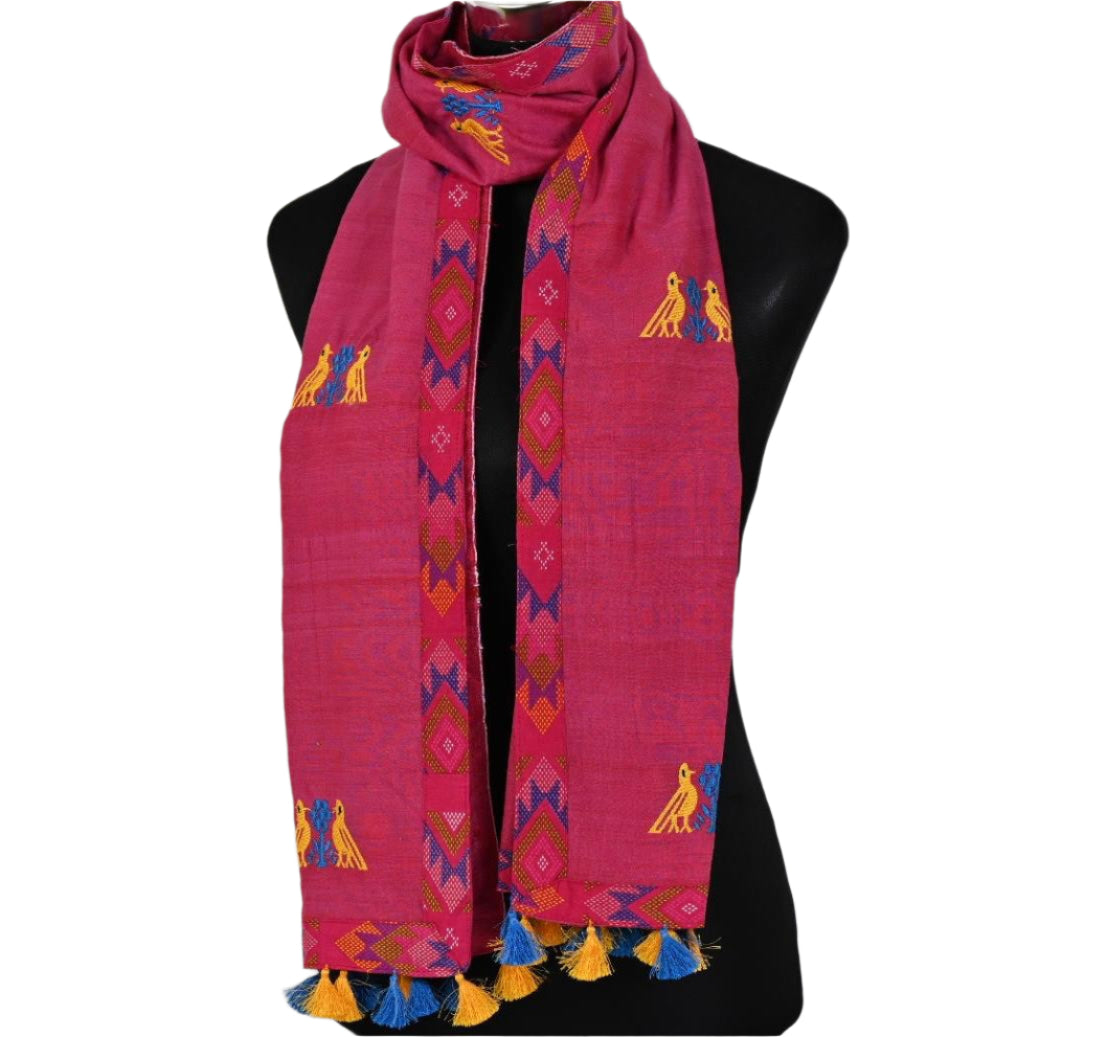 COTTON STOLE WITH TRADITIONAL MOTIF OF ASSAM